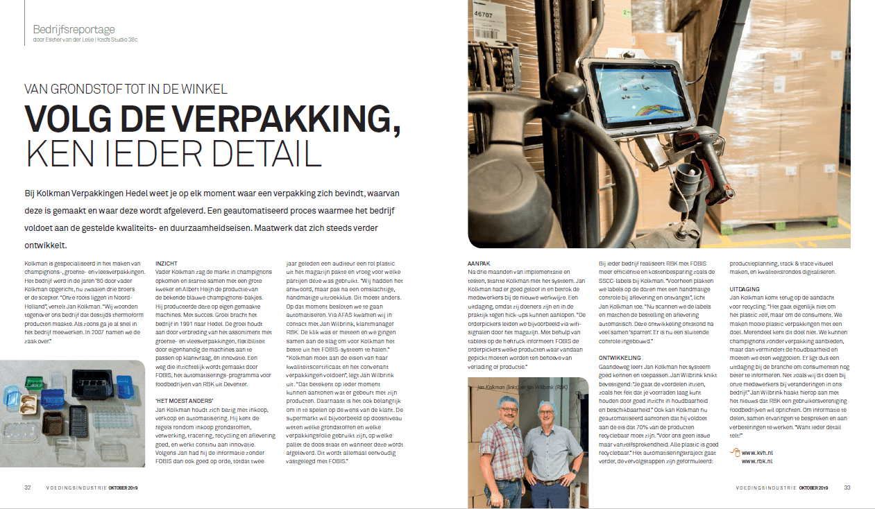 Artikel vakblad Voedingsindustrie  RBK